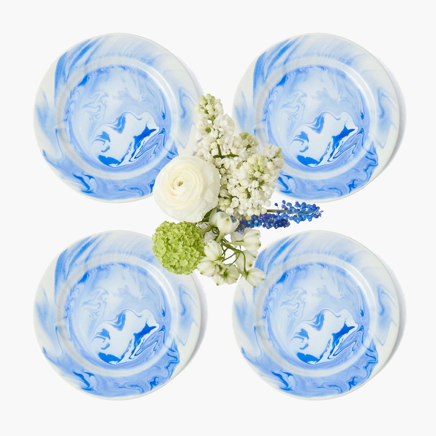 Piatto piano marmorizzato Julia Blue (set da 4)