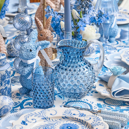 Piccola brocca e bicchieri Hobnail blu navy (set da 6)