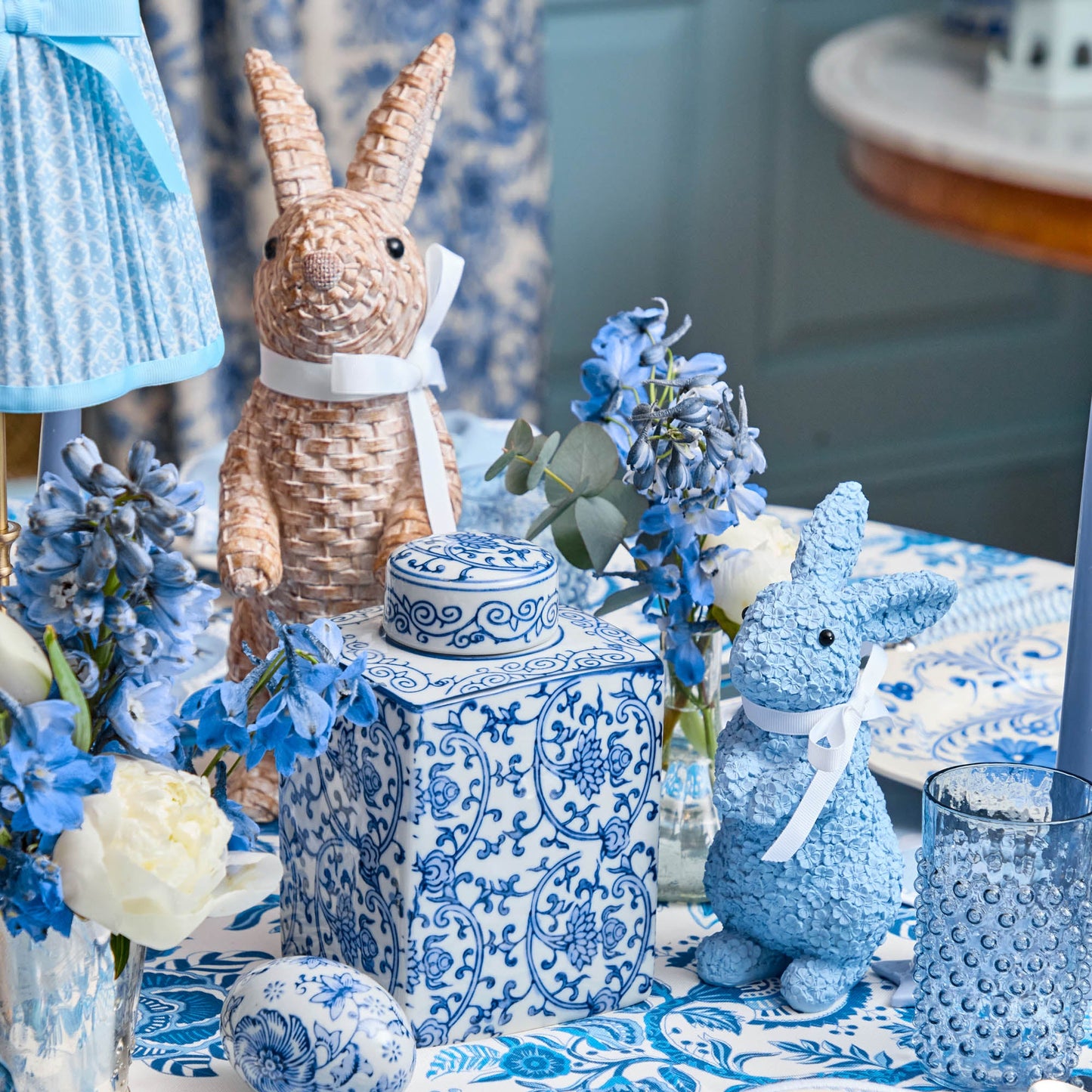 Coniglietto floreale blu (coppia)