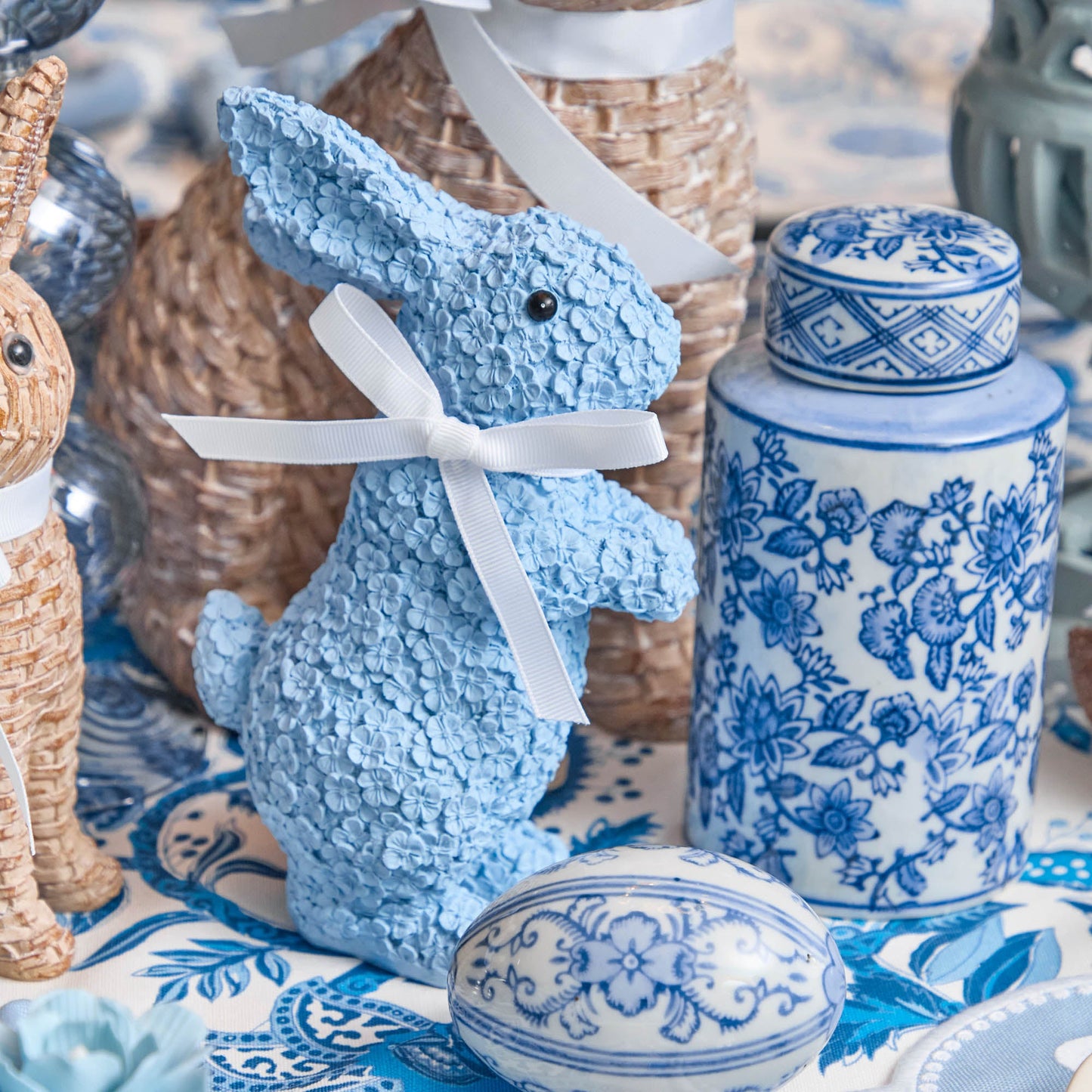 Coniglietto floreale blu (coppia)