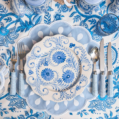 Piatti da portata con fiori blu (set da 4)