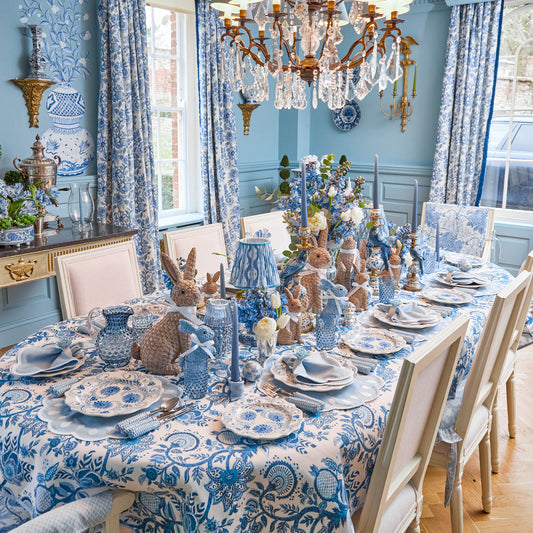 Lampada ricaricabile Serena Chinoiserie con paralume Ikat blu (18 cm)