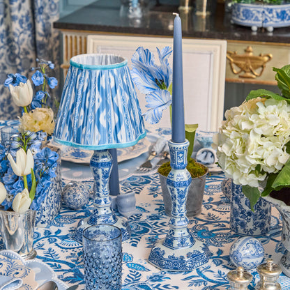 Lampada ricaricabile Serena Chinoiserie con paralume Ikat blu (18 cm)