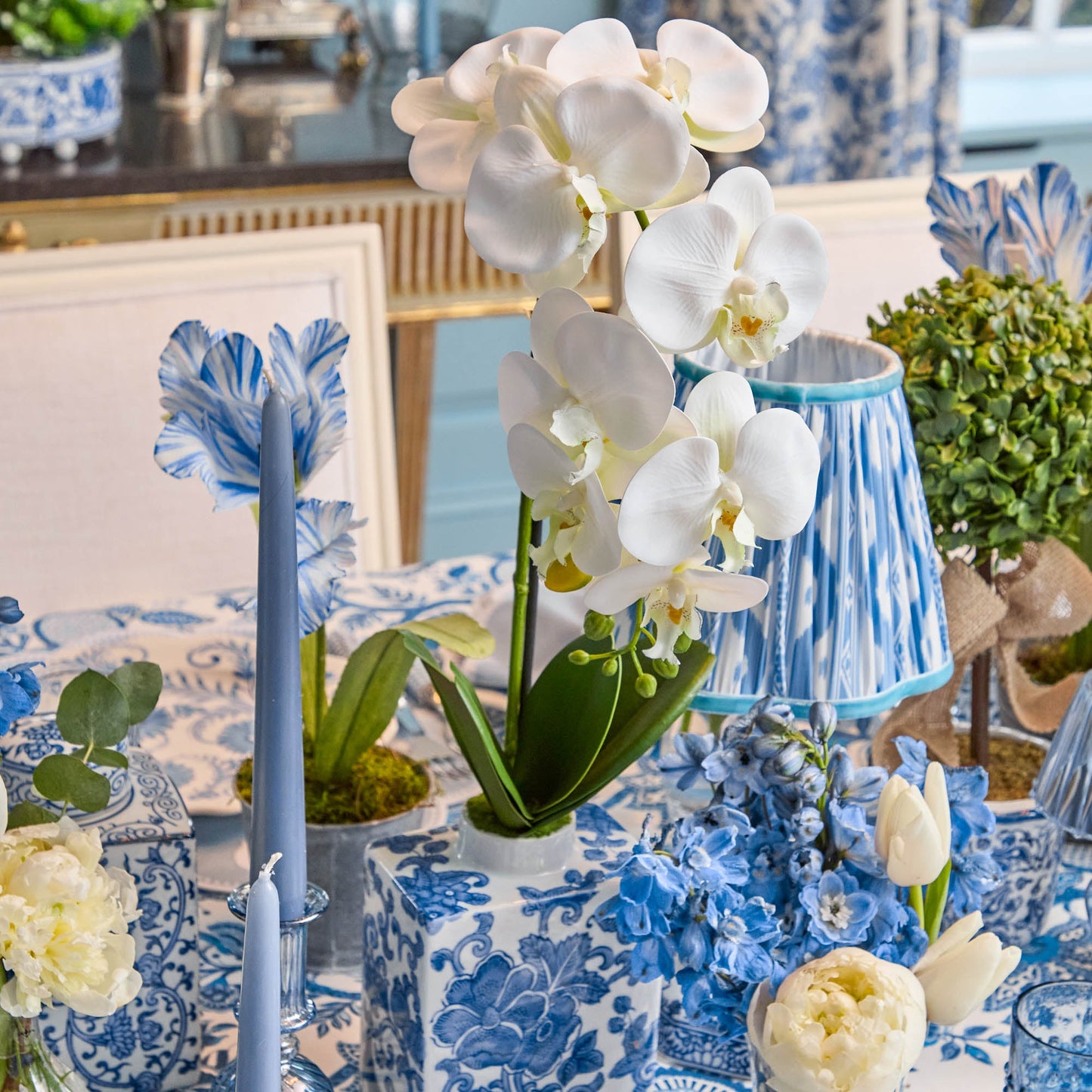 Orchidea finta in vaso Chinoiserie