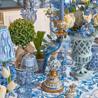 Set portacandele pappagallo blu