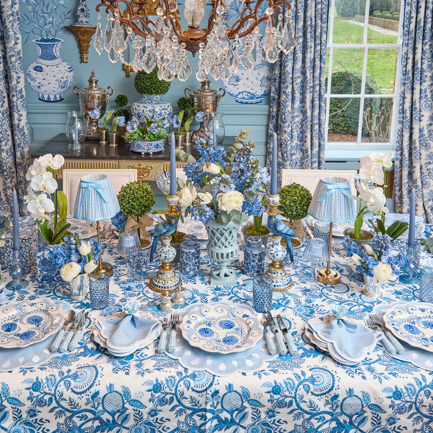 Tovagliette Bettina blu e bianche (set da 4)