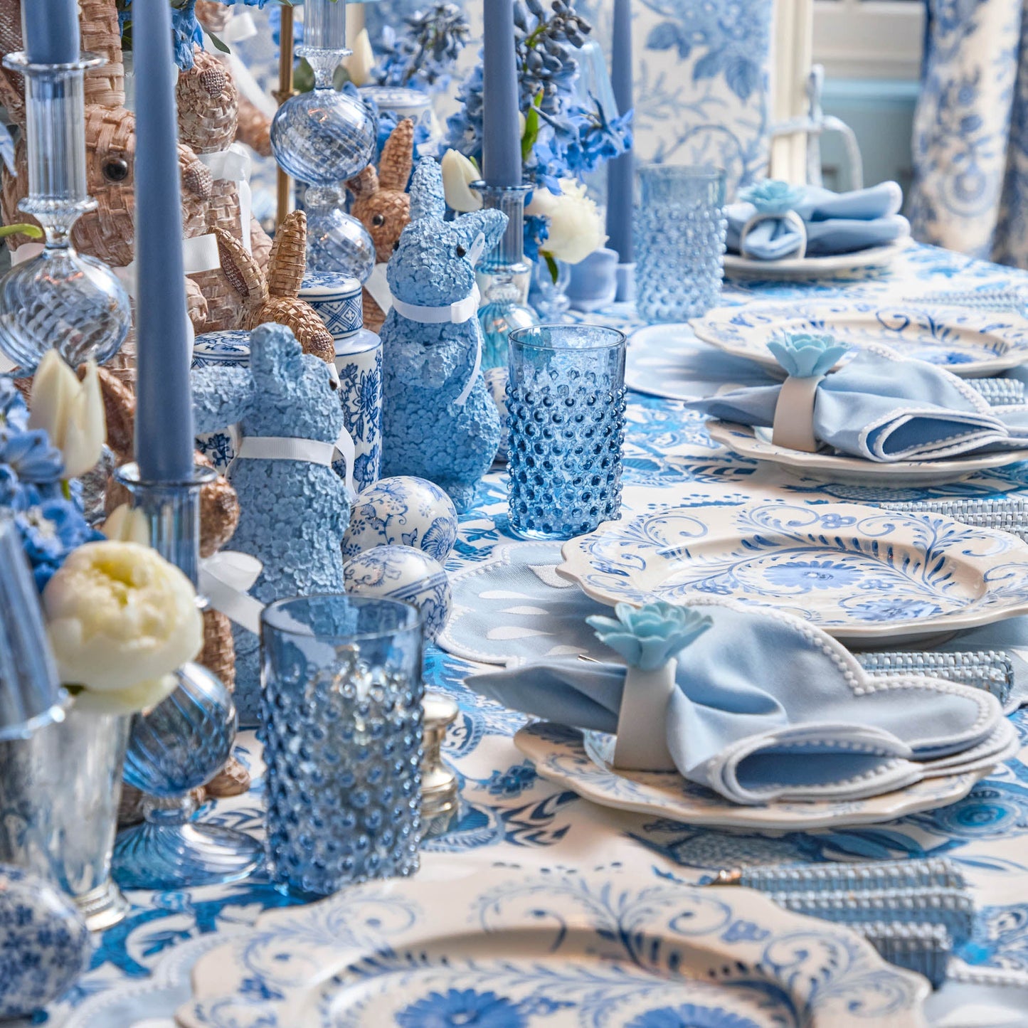 Piccola brocca e bicchieri Hobnail blu navy (set da 6)
