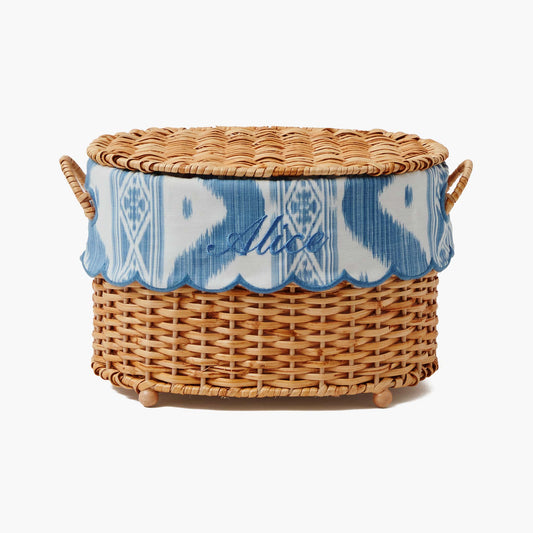 Cesto in rattan Isabella con fodera in ikat (extra piccolo)