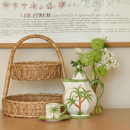 Piccolo supporto a due livelli in rattan