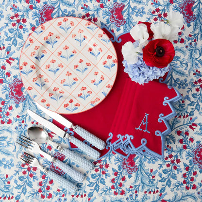 Piatti da portata con motivo floreale blu e rosso (set da 4)