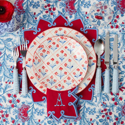 Piatti da portata e da antipasto con motivo floreale blu e rosso (set da 8)