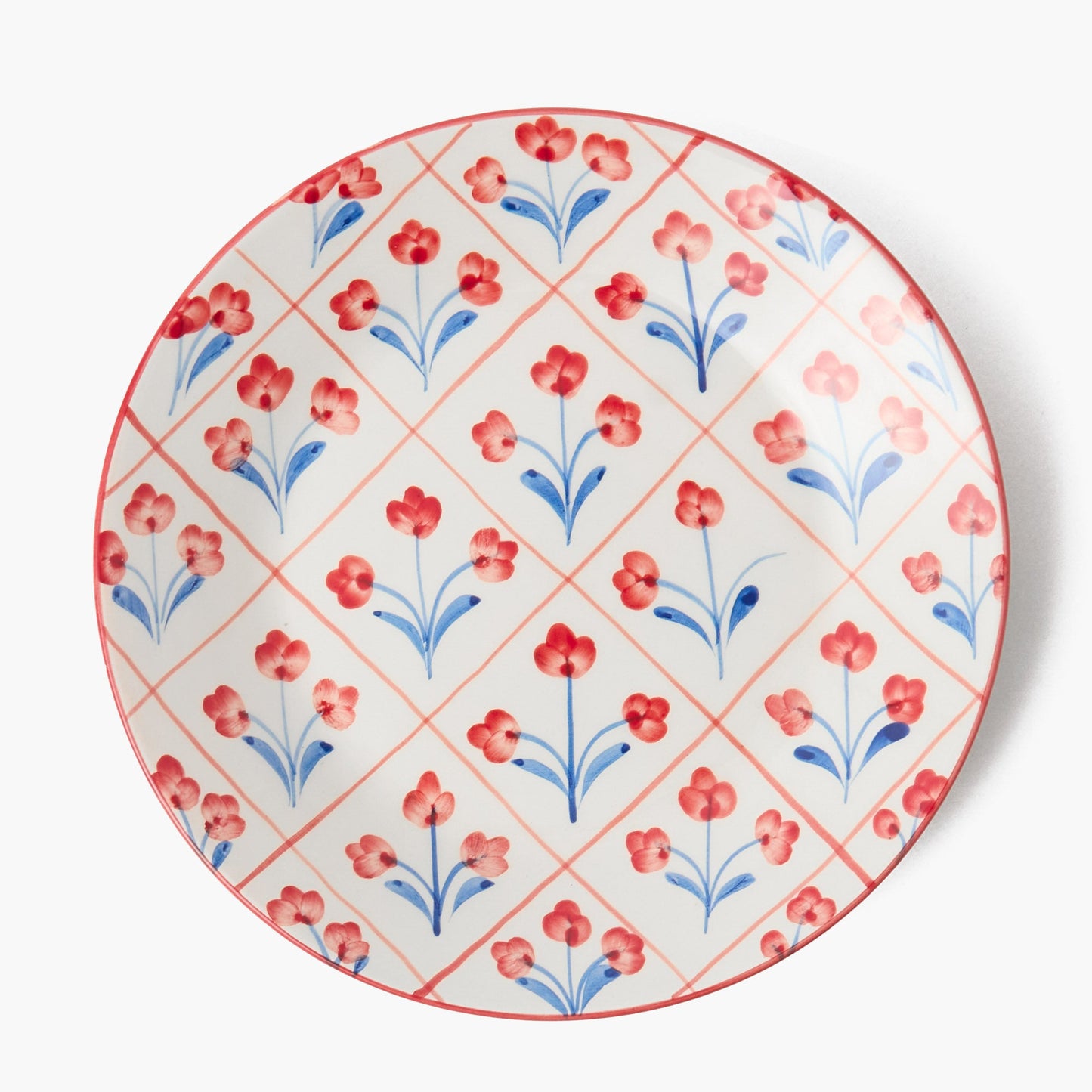Piatti di partenza con traliccio floreale blu e rosso (set da 4)