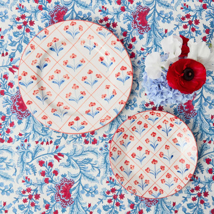 Piatti da portata e da antipasto con motivo floreale blu e rosso (set da 8)