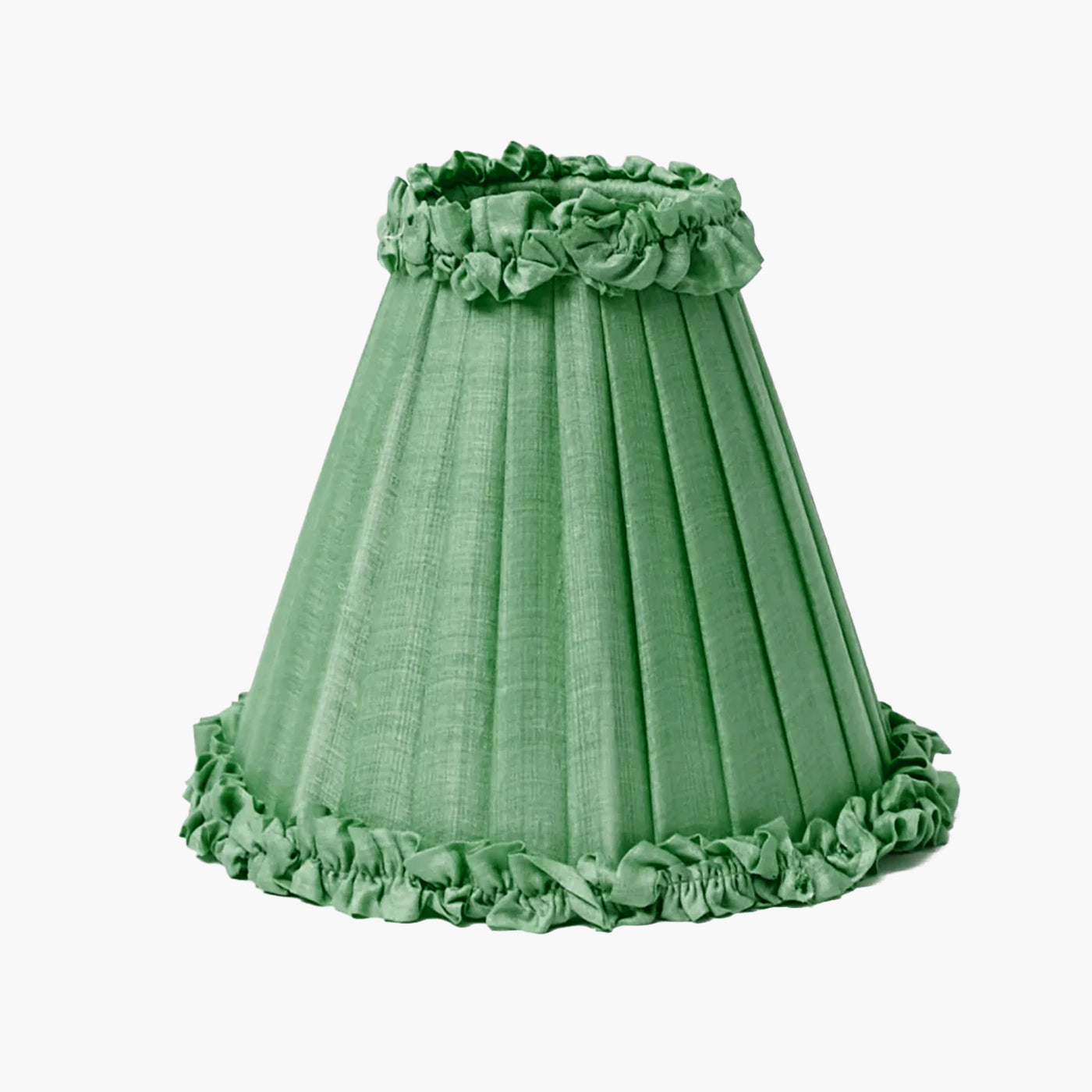 Lampada ricaricabile a forma di ananas in vetro con paralume in seta verde con volant (18 cm)