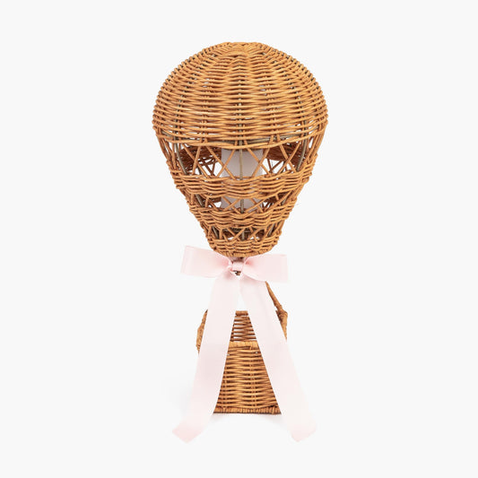 Lampada ricaricabile a forma di mongolfiera con fiocco rosa