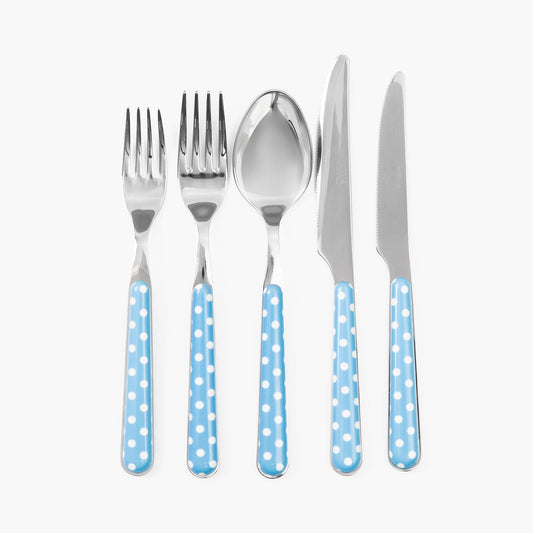 Posate a pois blu (5 pezzi)