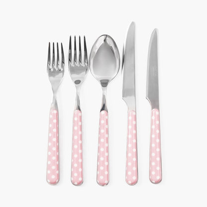 Posate a pois rosa (5 pezzi)