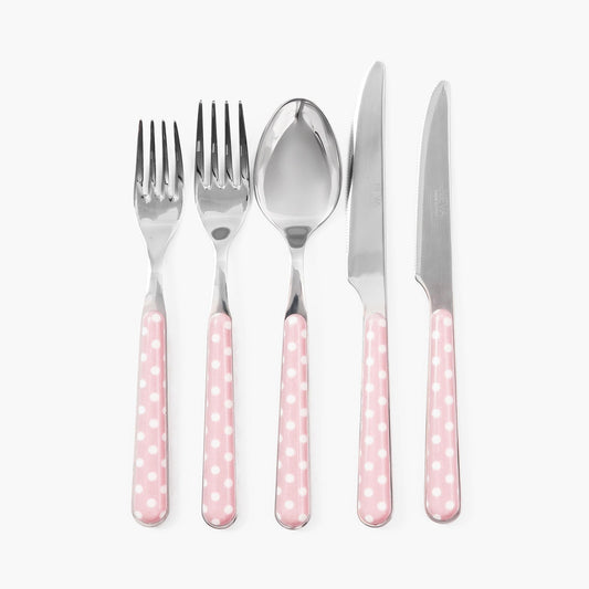 Posate a pois rosa (5 pezzi)