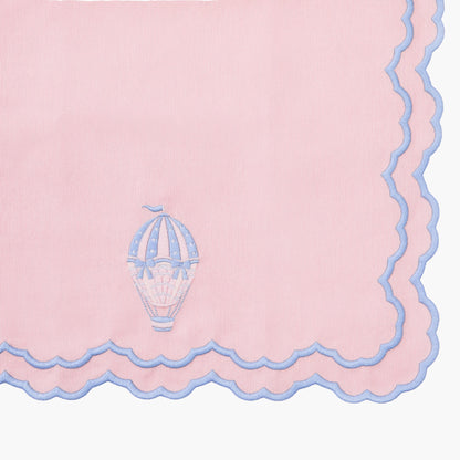 Tovaglioli ricamati Sarah Pink &amp; Blue Hot Air Balloon (set da 4)