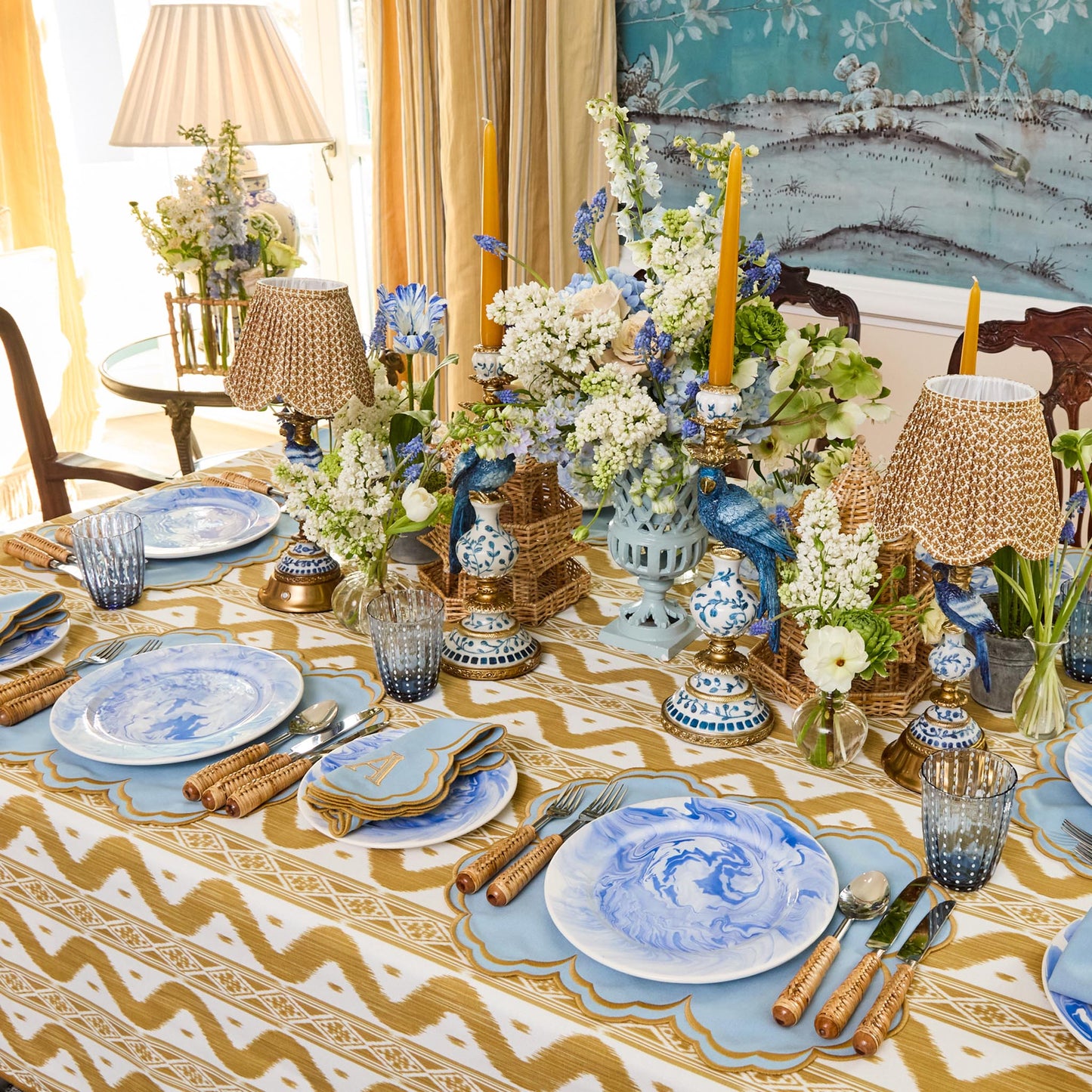 Tovaglioli Serena Blue &amp; Caramel (set da 4)