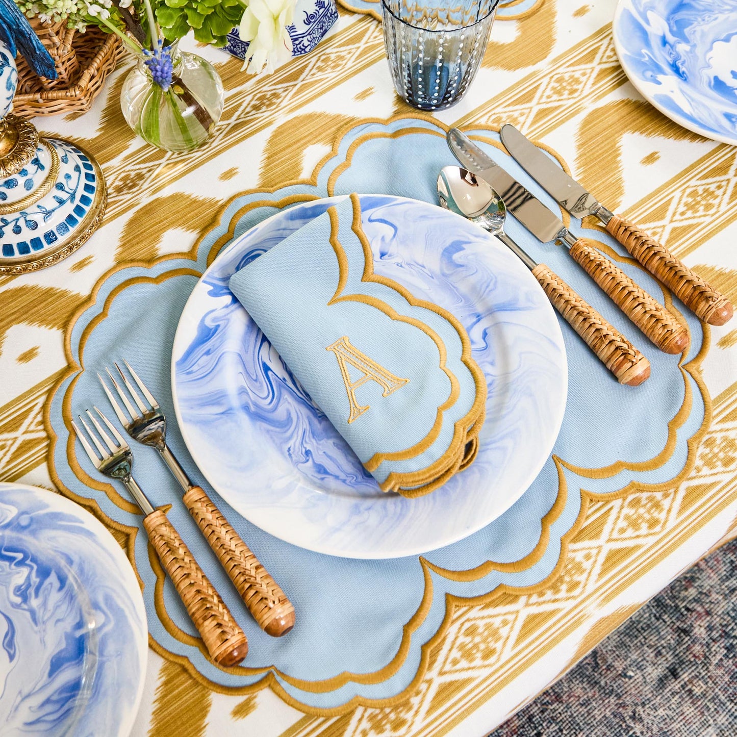 Tovagliette Serena Blue &amp; Caramel (set da 4)