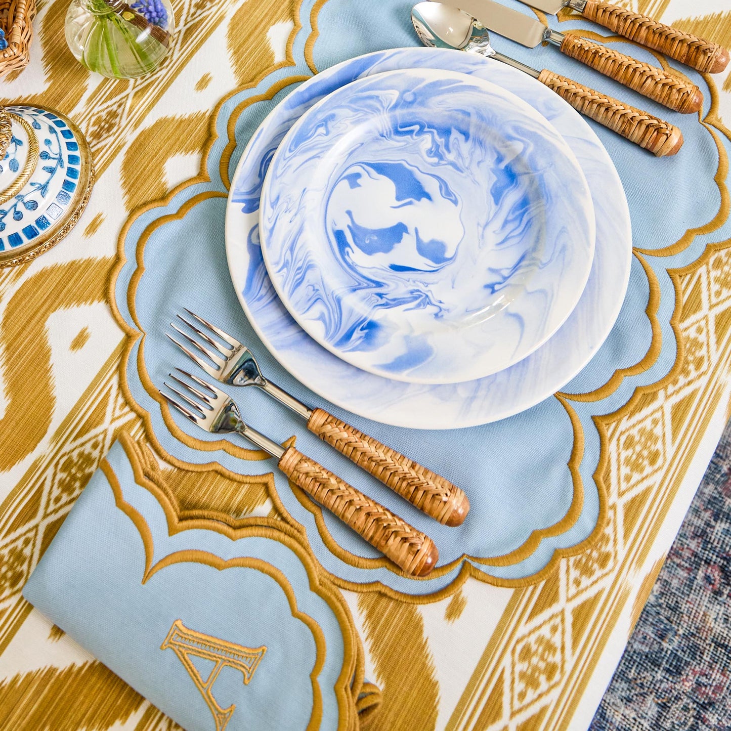 Tovagliette Serena Blue &amp; Caramel (set da 4)