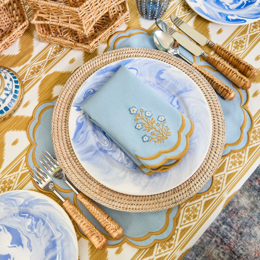 Tovagliette Serena Blue &amp; Caramel e tovaglioli Carnation (set da 4)