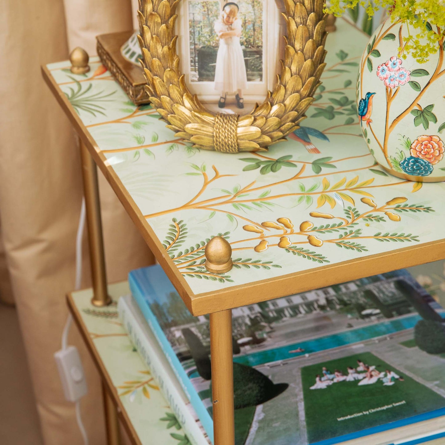 Tavolino laterale Chinoiserie Tole