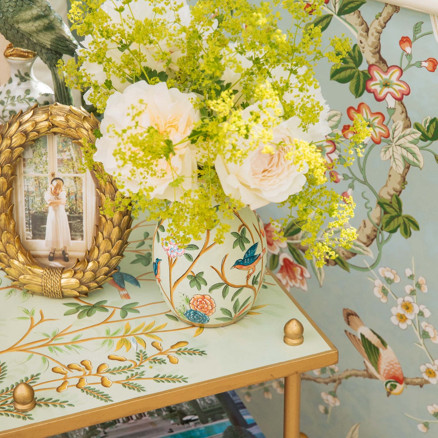 Tavolino laterale Chinoiserie Tole