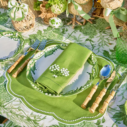 Tovaglioli di lino verde ortensia (set da 4)