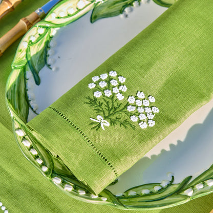 Tovaglioli di lino verde ortensia (set da 4)