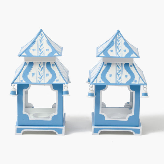 Mini lanterna pagoda ikat blu (coppia)