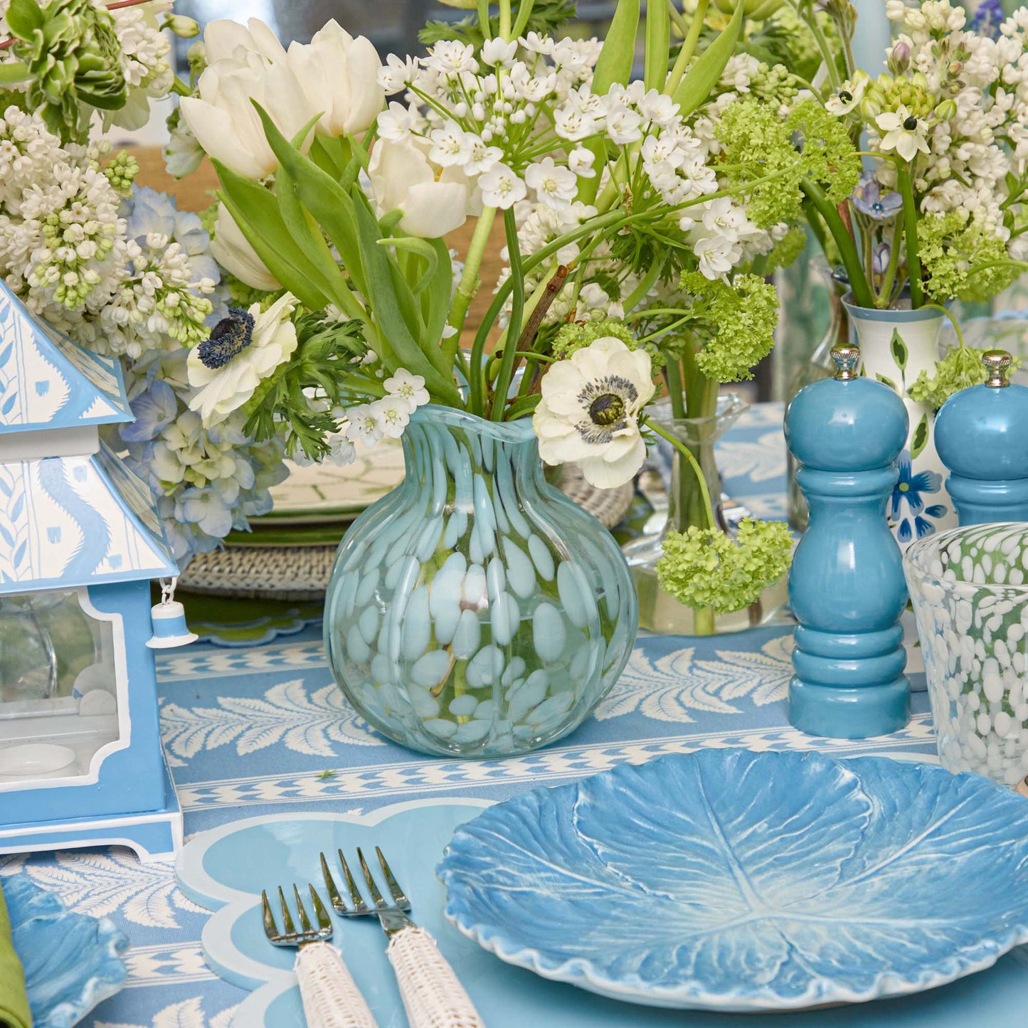 Set sale e pepe laccato blu