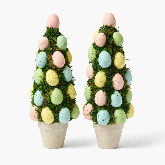Albero di uova di Pasqua in vaso color pastello (coppia)