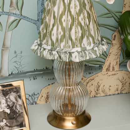 Paralume con volant Ikat color oliva (18 cm)