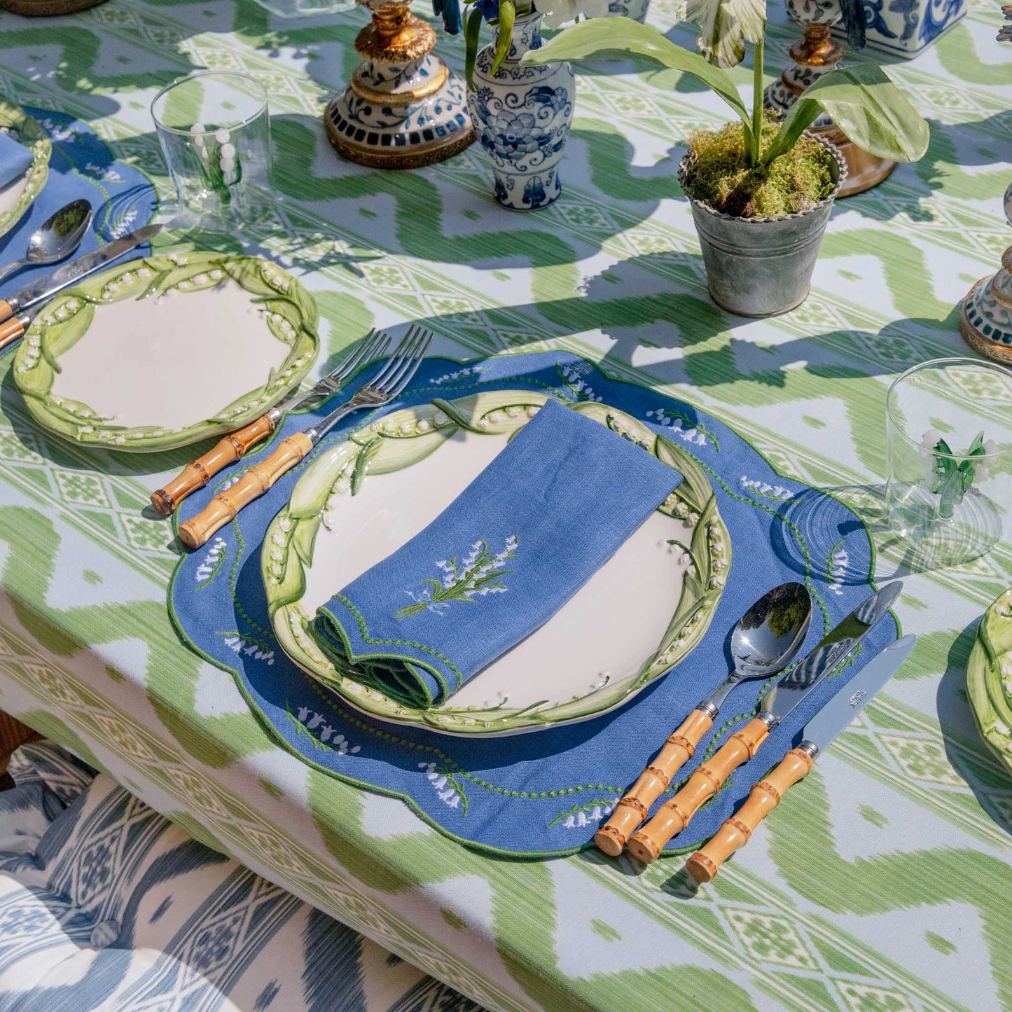 Tovagliette in lino blu Lily of the Valley (set da 4)