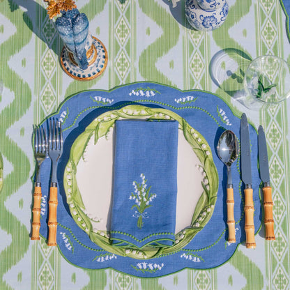 Tovaglia Ikat blu e verde