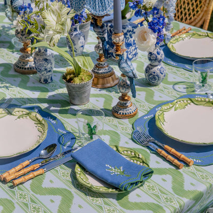 Tovagliette e tovaglioli in lino blu Lily of the Valley (set da 4)