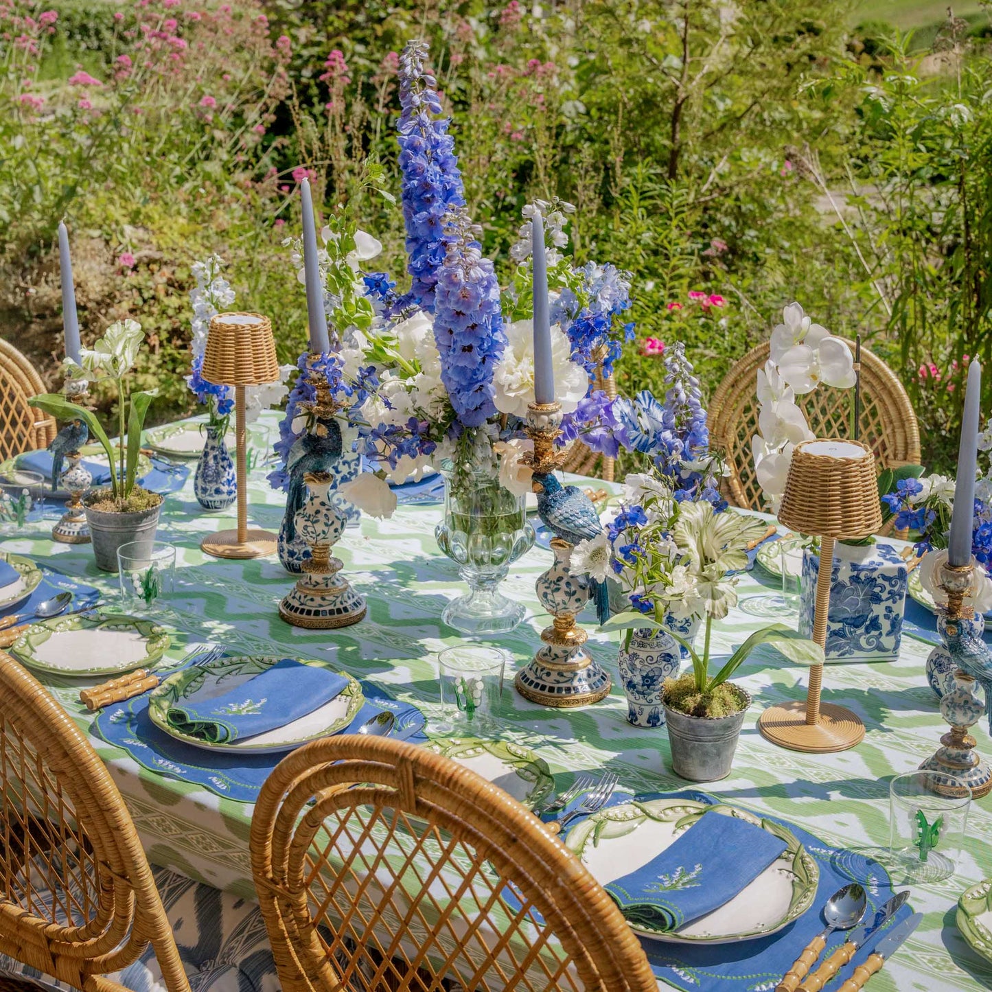 Tovaglioli di lino blu mughetto (set da 4)
