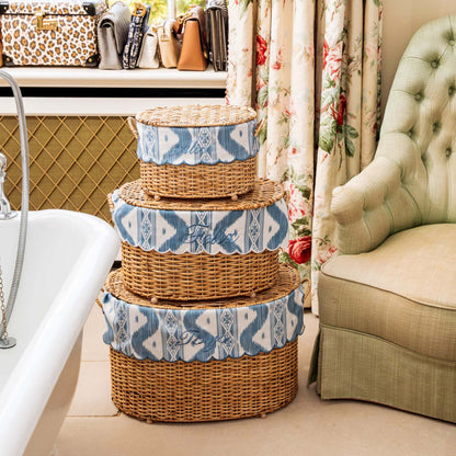 Cesto in rattan Isabella con fodera in ikat (extra piccolo)
