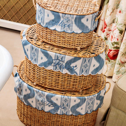 Cesto in rattan Isabella con fodera in ikat (extra piccolo)
