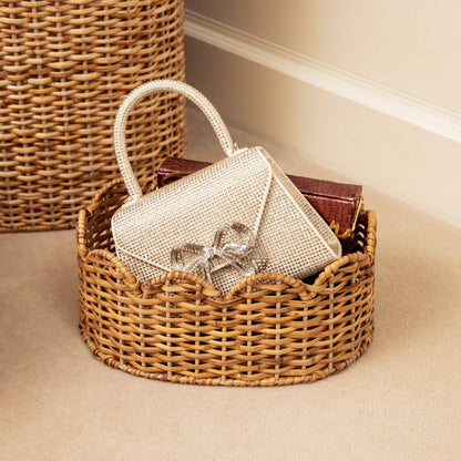 Cestini ovali in rattan smerlato (set da 3)
