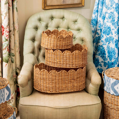 Cestini ovali in rattan smerlato (set da 3)