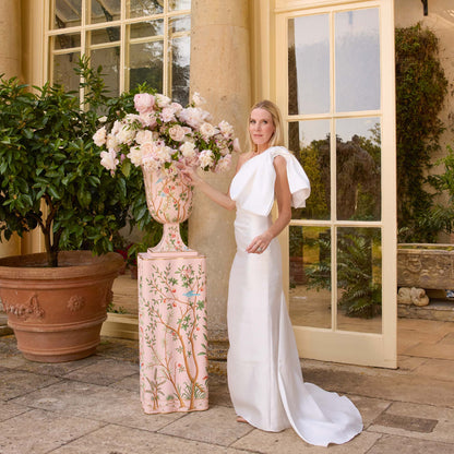 Urna in stile chinoiserie rosa Tole