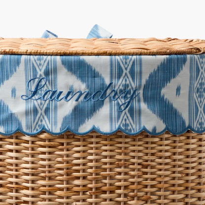 Cesto portabiancheria in rattan Isabella con fodera in ikat
