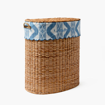 Cesto portabiancheria in rattan Isabella con fodera in ikat