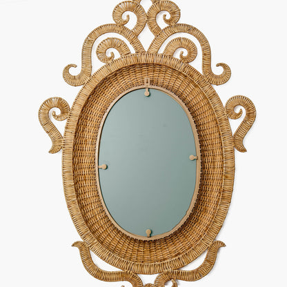 Specchio ovale in rattan