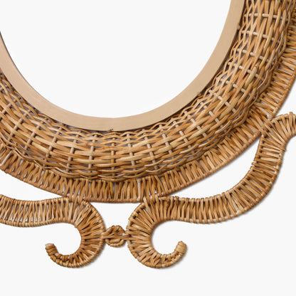 Specchio ovale in rattan
