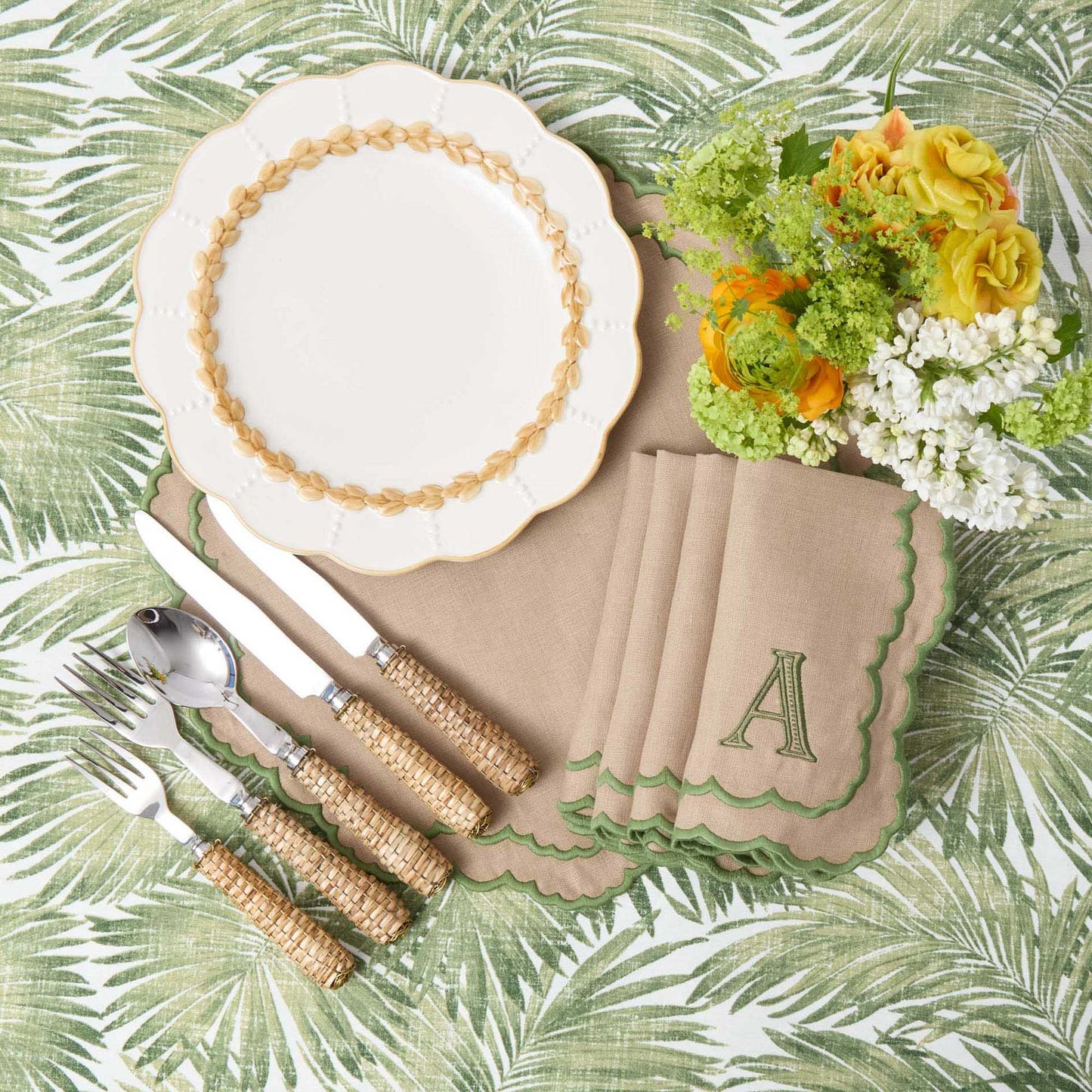 Tovagliette Edith Sand &amp; Green (set da 4)