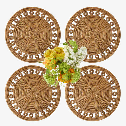 Tovagliette rotonde in rattan Elodie (set da 4)